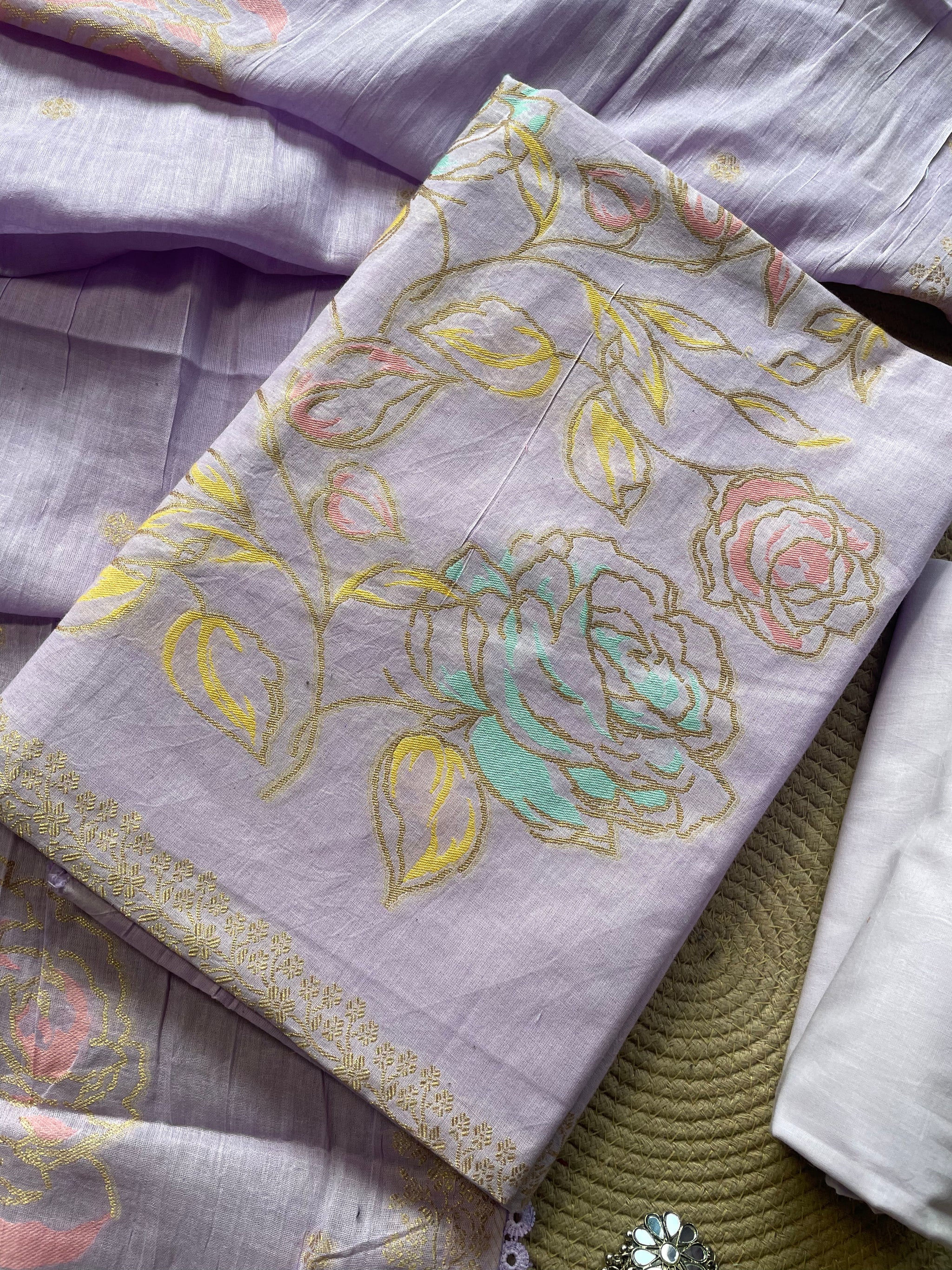 Ivy Grace Lavender Pure Cotton Unstitched Suit Set