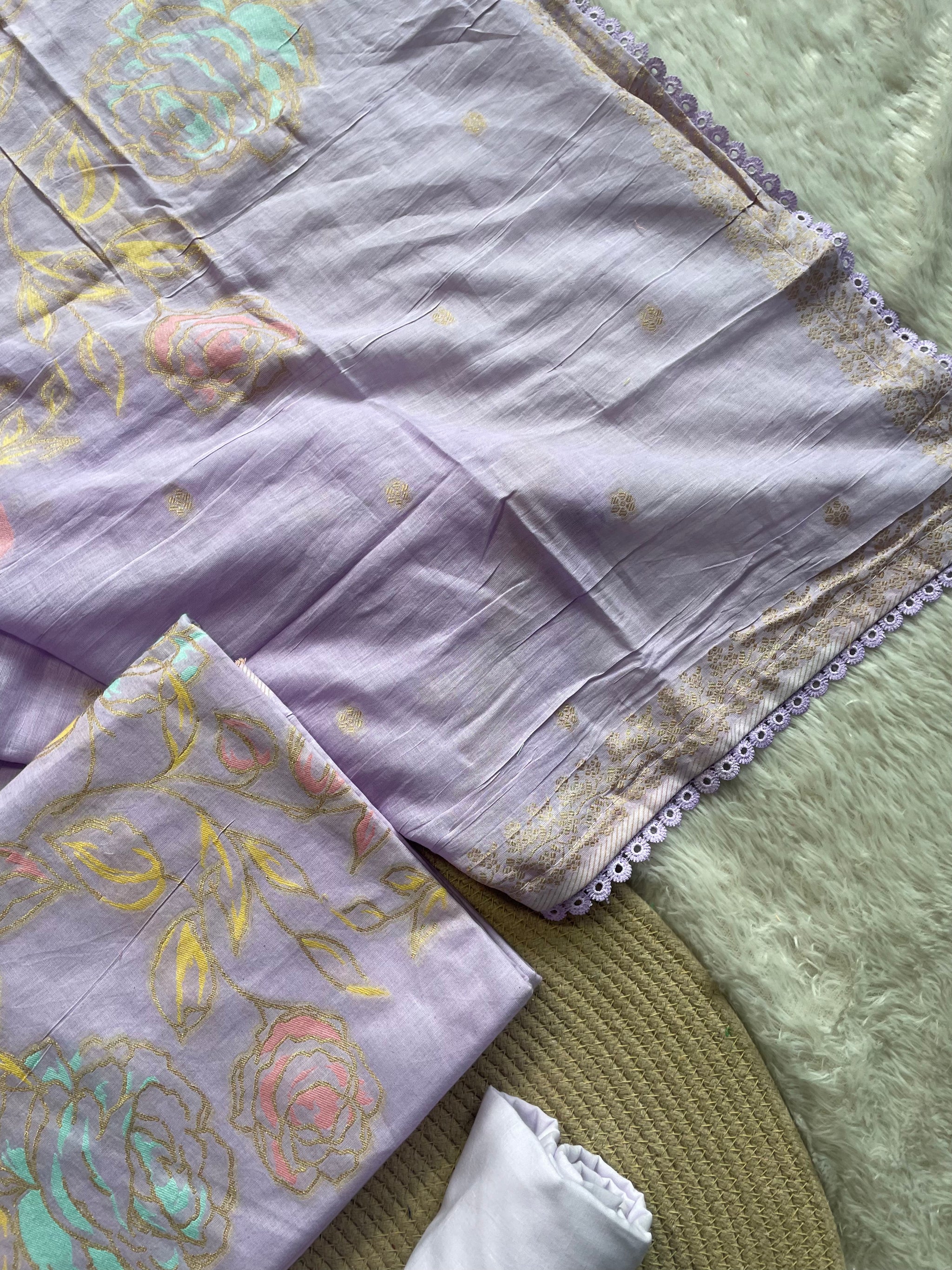 Ivy Grace Lavender Pure Cotton Unstitched Suit Set
