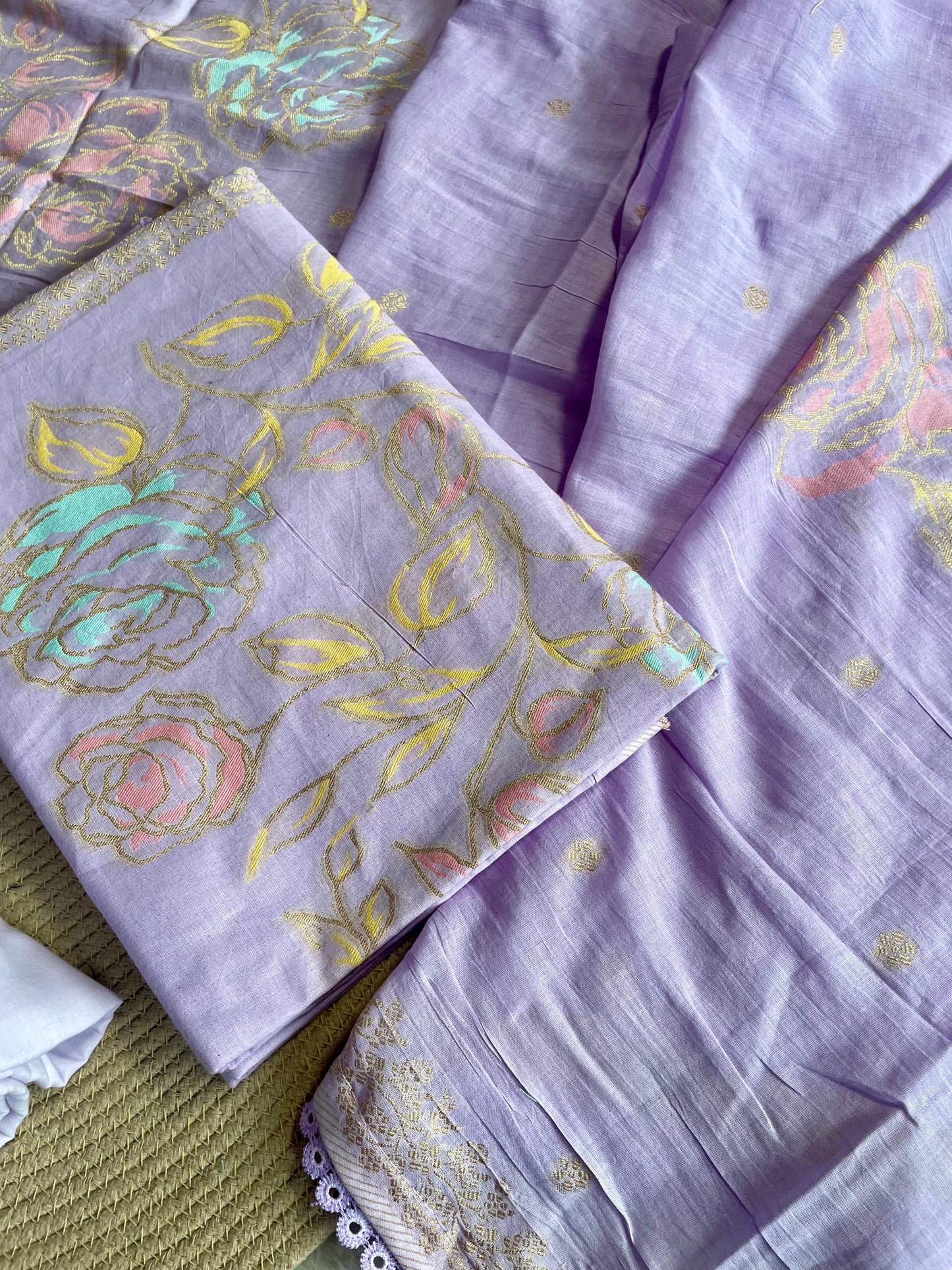 Ivy Grace Lavender Pure Cotton Unstitched Suit Set