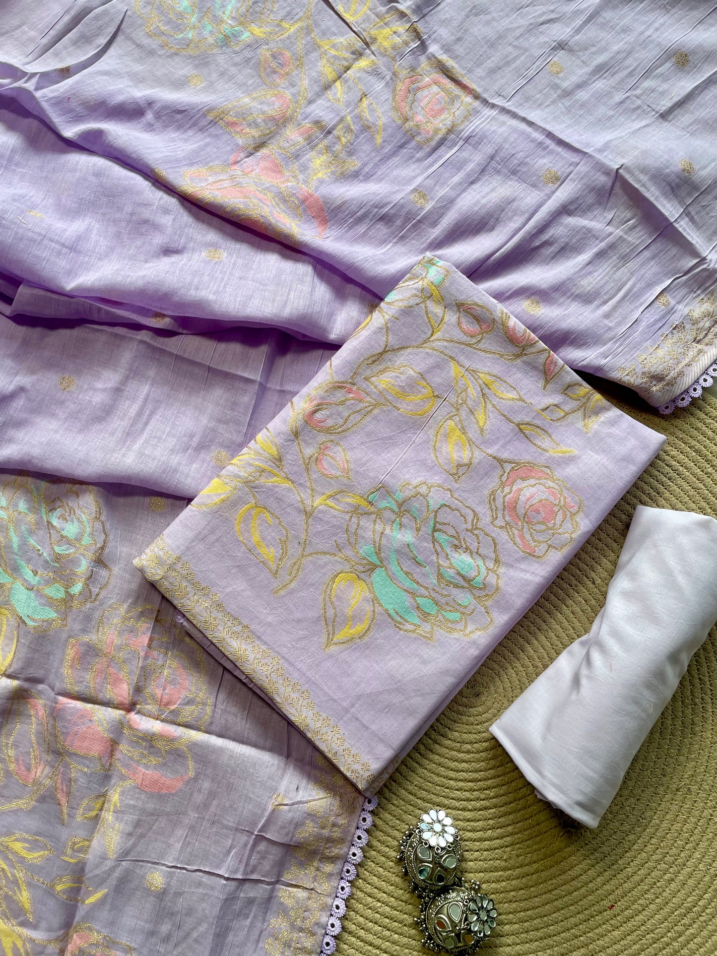 Ivy Grace Lavender Pure Cotton Unstitched Suit Set