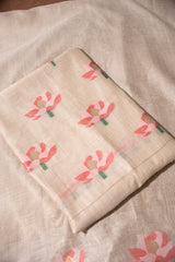 Simply Floral Beige & Pink Cotton Unstitched Suit Set