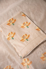 Simply Floral Beige & Mustard Cotton Unstitched Suit Set