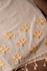Simply Floral Beige & Mustard Cotton Unstitched Suit Set