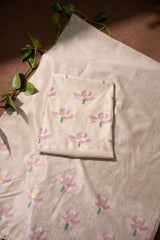 Simply Floral Beige & Lavender Cotton Unstitched Suit Set