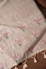 Simply Floral Beige & Lavender Cotton Unstitched Suit Set