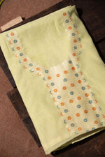 Load image into Gallery viewer, Sculpted Simplicity Pista Green Muga Cotton Unstitched Suit Set
