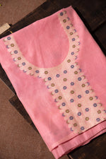 Load image into Gallery viewer, Sculpted Simplicity Pink Muga Cotton Unstitched Suit Set
