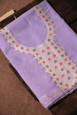 Load image into Gallery viewer, Sculpted Simplicity Lavender Muga Cotton Unstitched Suit Set
