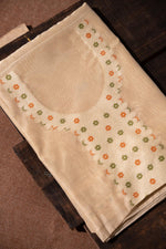 Load image into Gallery viewer, Sculpted Simplicity Beige Muga Cotton Unstitched Suit Set
