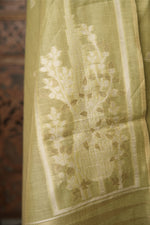 Load image into Gallery viewer, Elysian Weaves Green Jamdani Muga Cotton Unstitched Suit Set
