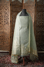 Load image into Gallery viewer, Elysian Weaves Sky Blue Jamdani Muga Cotton Unstitched Suit Set
