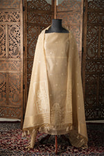 Load image into Gallery viewer, Elysian Weaves Beige Jamdani Muga Cotton Unstitched Suit Set
