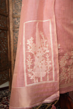 Load image into Gallery viewer, Elysian Weaves Pink Jamdani Muga Cotton Unstitched Suit Set
