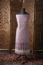 Load image into Gallery viewer, Threads &amp; Tales Lavender Jamdani Muga Cotton Unstitched Suit Set
