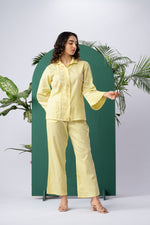 Load image into Gallery viewer, Butter Bloom Cotton Satin Co-ord Set

