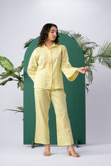 Butter Bloom Yellow Cotton Satin Co-ord Set