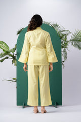 Butter Bloom Yellow Cotton Satin Co-ord Set