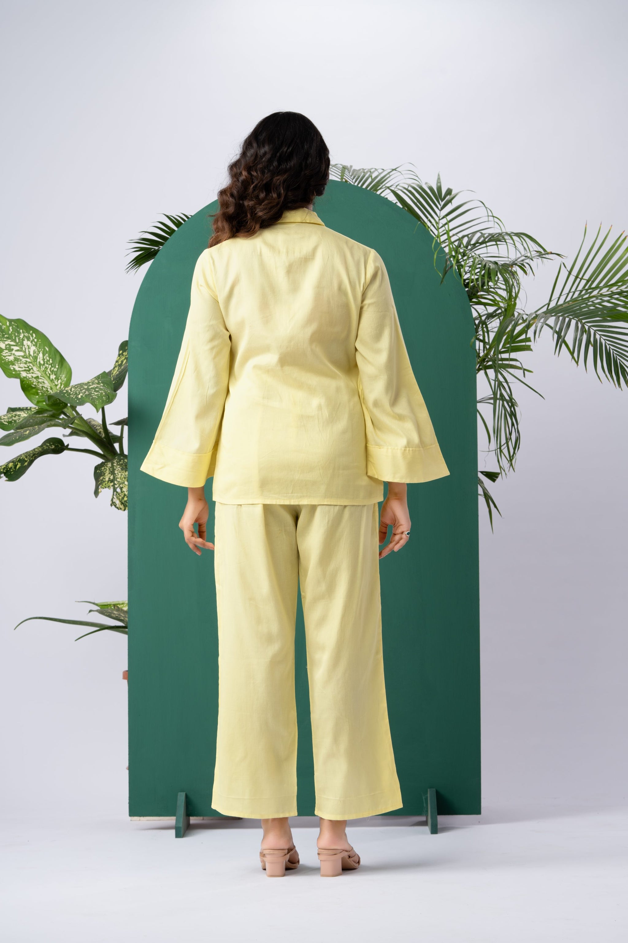 Butter Bloom Yellow Cotton Satin Co-ord Set