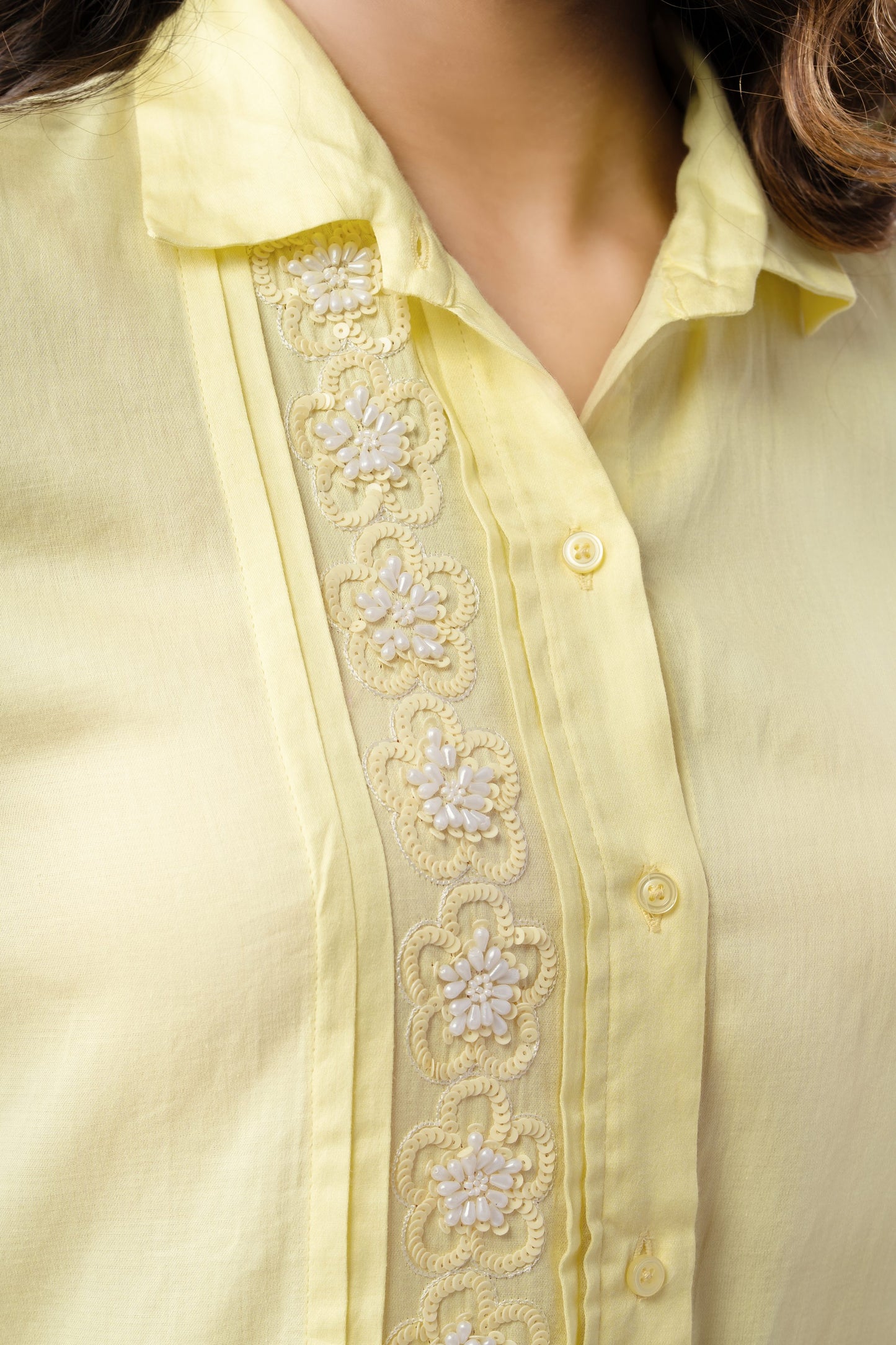 Butter Bloom Yellow Cotton Satin Co-ord Set