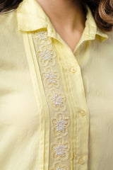 Butter Bloom Yellow Cotton Satin Co-ord Set