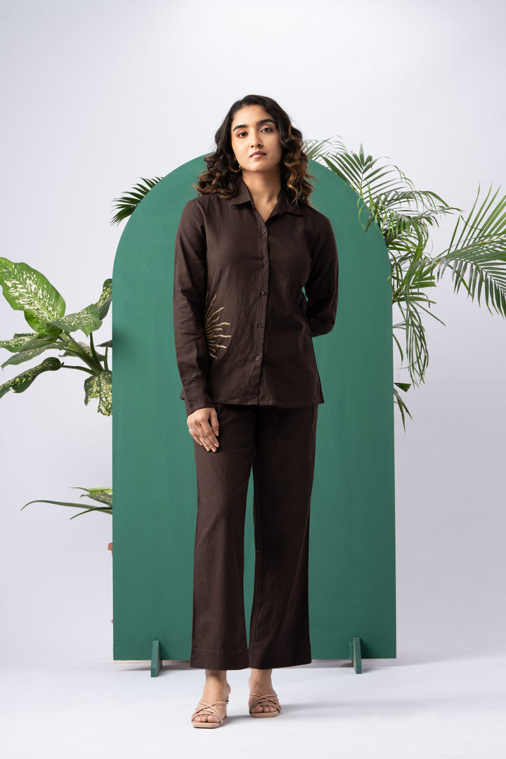 Cocoa Dusk Cotton Linen Co-ord Set
