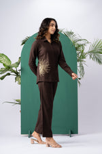 Load image into Gallery viewer, Cocoa Dusk Cotton Linen Co-ord Set
