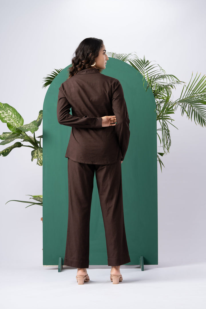 Cocoa Dusk Cotton Linen Co-ord Set