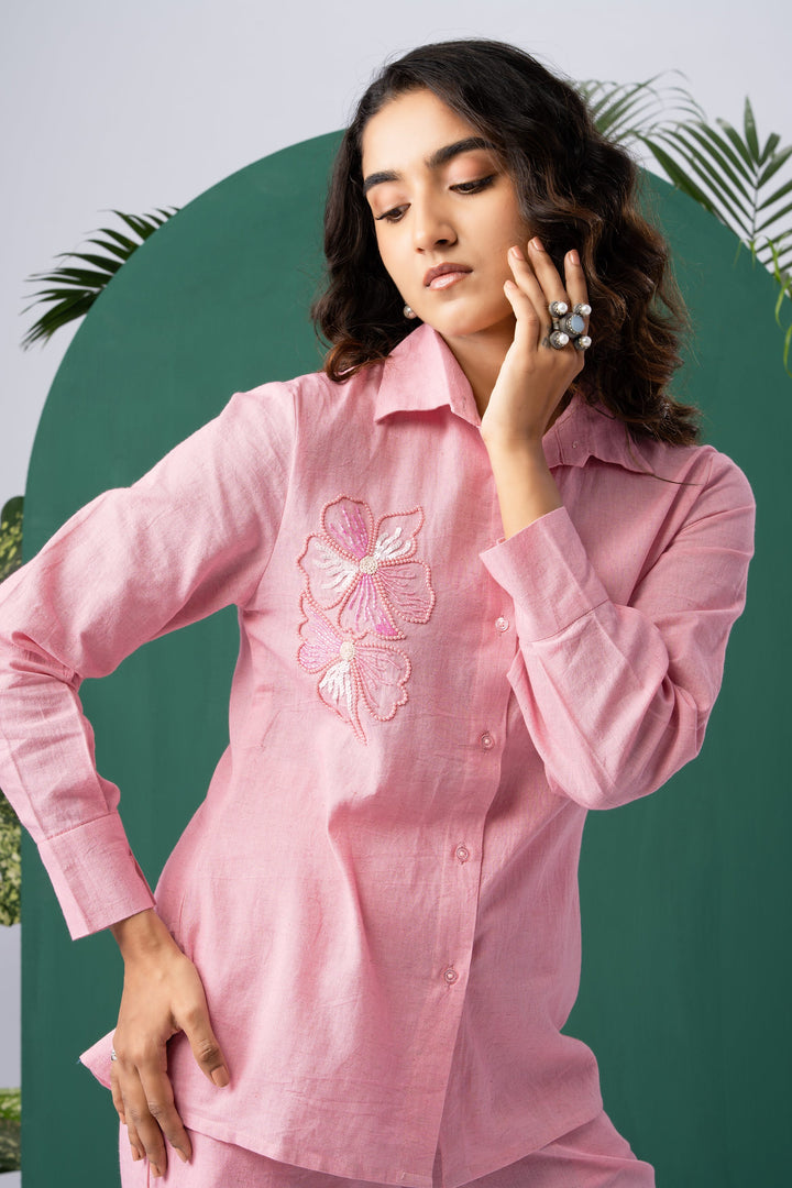 Blush Bloom Cotton Linen Co-ord Set