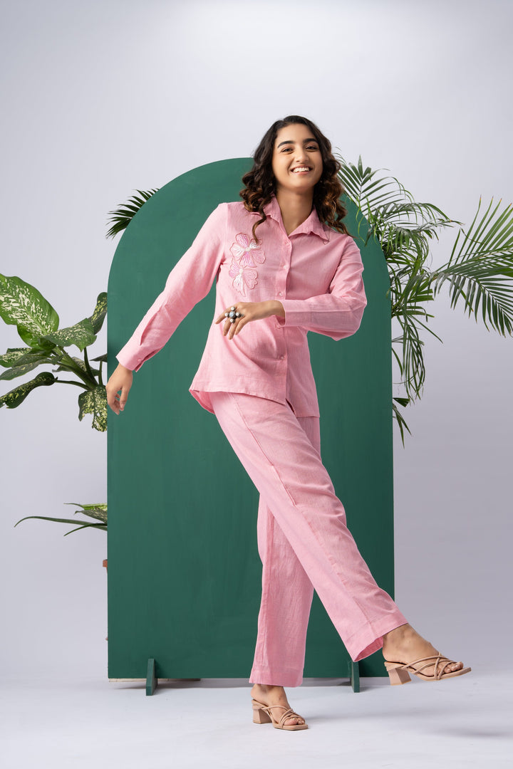 Blush Bloom Cotton Linen Co-ord Set