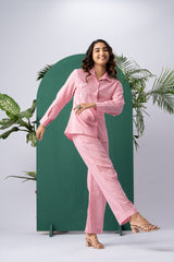 Blush Bloom Pink Cotton Linen Co-ord Set