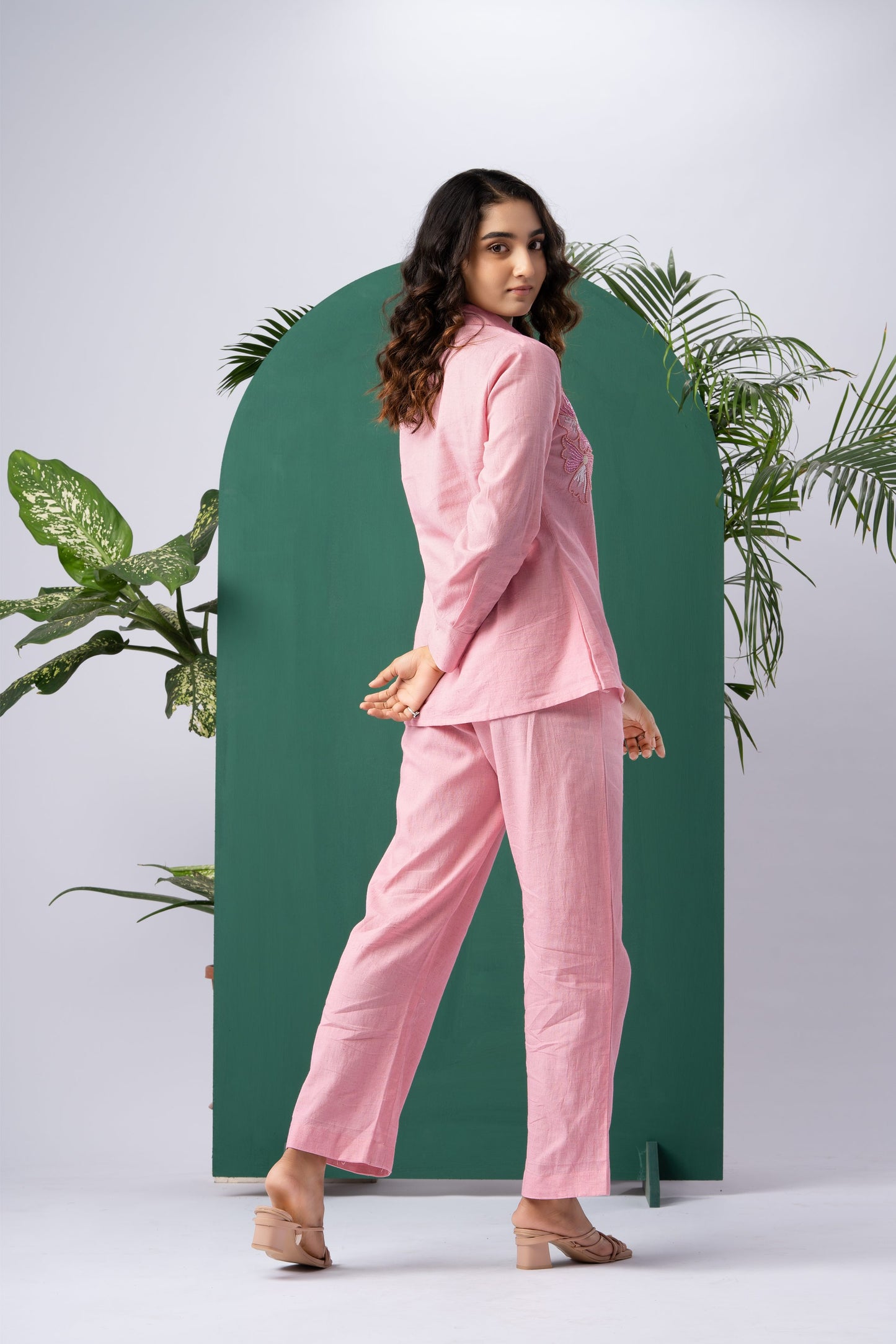 Blush Bloom Pink Cotton Linen Co-ord Set