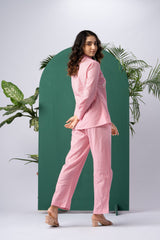 Blush Bloom Pink Cotton Linen Co-ord Set