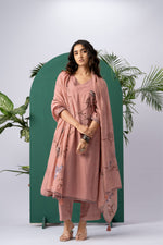 Load image into Gallery viewer, Silk &amp; Stories Pink Viscose Cotton Stitched Suit Sets
