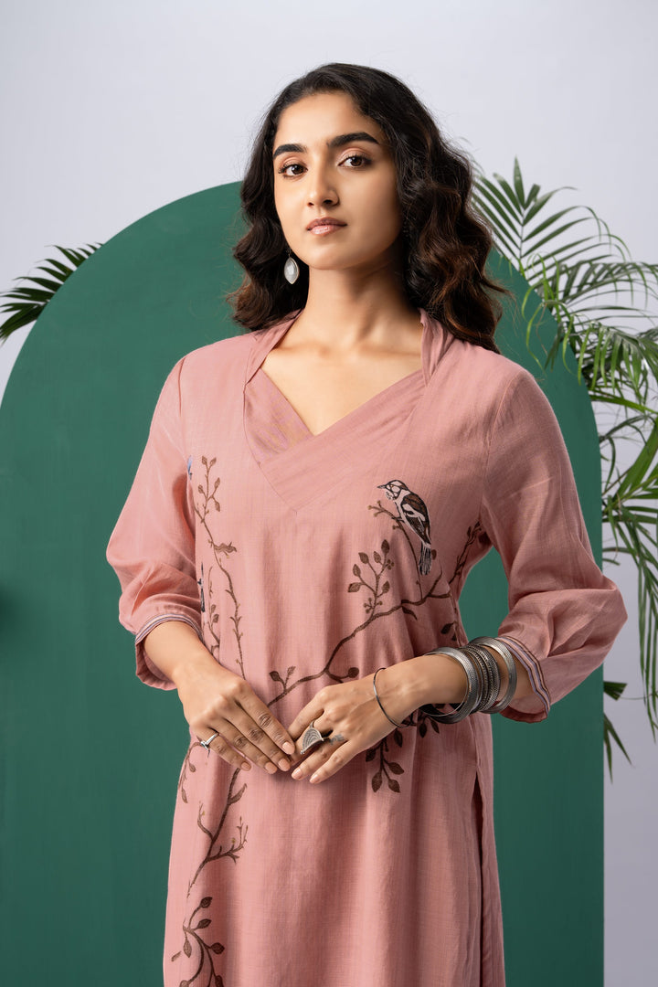 Silk & Stories Pink Viscose Cotton Stitched Suit Sets