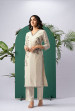 Load image into Gallery viewer, Canvas Chic Beige Viscose Cotton Stitched Suit Sets
