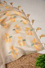 Load image into Gallery viewer, Ivory Aura Beige &amp; Mustard Cotton Unstitched Suit Set
