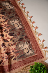 Celestial Cotton Peach Jamdani Muga Cotton Unstitched Suit Set