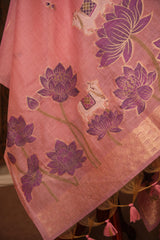 Contemporary Cow Pink Muga Cotton Jamdani Unstitched Suit Set