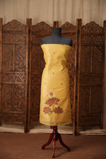 Load image into Gallery viewer, Contemporary Cow Yellow Muga Cotton Jamdani Unstitched Suit Set
