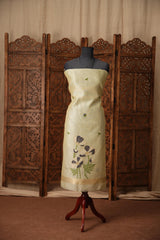 Bovine Chic Green Muga Cotton Jamdani Unstitched Suit Set