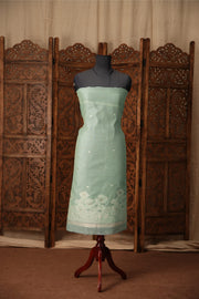 Simply Chic Sky Blue Muga Cotton Jamdani Unstitched Suit Set