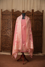 Load image into Gallery viewer, Simply Chic Pink Muga Cotton Jamdani Unstitched Suit Set
