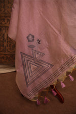 Load image into Gallery viewer, Midnight Bloom Pink Muga Cotton Unstitched Suit Set
