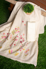 Load image into Gallery viewer, Floral Charm White Soft Cotton Unstitched Suit Set
