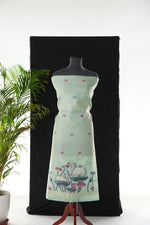 Load image into Gallery viewer, Contemporary Florals Sky Blue Muga Cotton Pichwai Jamdani Unstitched Suit Set
