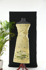 Load image into Gallery viewer, Contemporary Florals Green Muga Cotton Pichwai Jamdani Unstitched Suit Set

