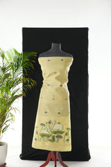 Contemporary Florals Green Muga Cotton Pichwai Jamdani Unstitched Suit Set