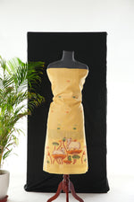 Load image into Gallery viewer, Contemporary Florals Yellow Muga Cotton Pichwai Jamdani Unstitched Suit Set
