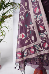 Rich Hues Wine Soft Cotton Jamdani Unstitched Suit Set