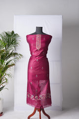 Rich Hues Hot Pink Soft Cotton Jamdani Unstitched Suit Set